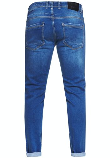 Pantalon jeans bleu roi occasion "MELVIN" stretch slim fit NOOS pantalon jeans homme 5 poches pantalon business 12224-4 2