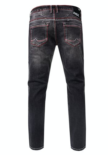 Jeans Jeans Homme "ODAR" Noir Usé Regular Fit Stretch "Contrast Seam" Jeans-Pantalon Stone-Washed Destroyed Leisure-Pantalon 12234-1 2