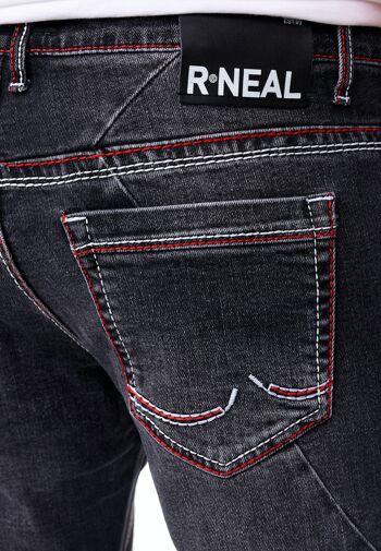 Jeans Jeans Homme "ODAR" Noir Usé Regular Fit Stretch "Contrast Seam" Jeans-Pantalon Stone-Washed Destroyed Leisure-Pantalon 12234-1 5