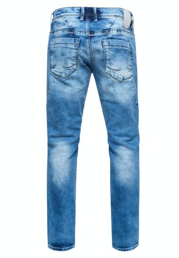 Jeans Jeans Homme "ODAR" Bleu Usé Regular Fit Stretch "Contrast Seam" Jeans-Pantalon Stone-Washed Destroyed Leisure-Pantalon 12234-2 2