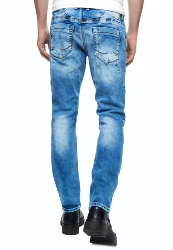 Jeans Jeans Homme "ODAR" Bleu Usé Regular Fit Stretch "Contrast Seam" Jeans-Pantalon Stone-Washed Destroyed Leisure-Pantalon 12234-2 4