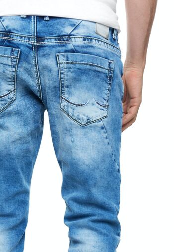 Jeans Jeans Homme "ODAR" Bleu Usé Regular Fit Stretch "Contrast Seam" Jeans-Pantalon Stone-Washed Destroyed Leisure-Pantalon 12234-2 5