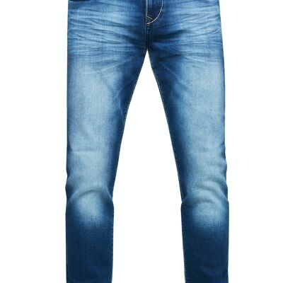 Kontrastnaht Herren Blue Used Jeanshose "TOYAMA" Regular Fit Streetwear Herren-Jeans-Hose L32 Dicke-Naht-Hose Flex 12236-3