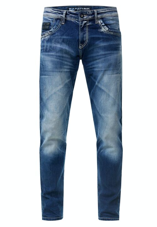 Herren Jeans Hose "YAMATO" Blue Used Slim Fit Spezial-Washed Destroyed Streetwear Mens Denim Stretch-Jeans 12238-1