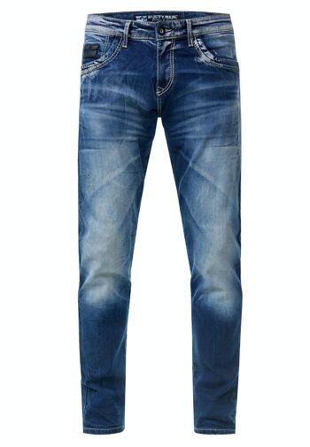 Pantalon en jean pour hommes "YAMATO" bleu utilisé Slim Fit spécial délavé Streetwear hommes Denim Stretch Jeans 12238-1 1