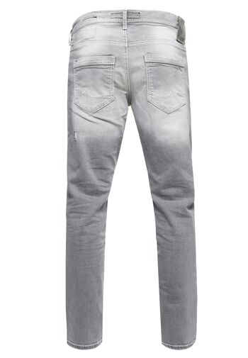 Jeans Homme Jeans "NISHO" Coupe Droite Gris Usé Stretch Streetwear Biker Jeans-Pantalon Destroyed Washed Biker-Pants 12243-1 2