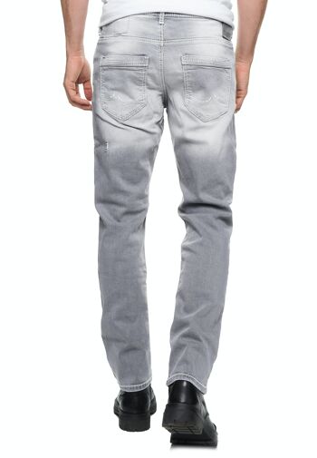 Jeans Homme Jeans "NISHO" Coupe Droite Gris Usé Stretch Streetwear Biker Jeans-Pantalon Destroyed Washed Biker-Pants 12243-1 4