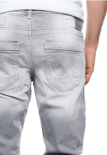 Jeans Homme Jeans "NISHO" Coupe Droite Gris Usé Stretch Streetwear Biker Jeans-Pantalon Destroyed Washed Biker-Pants 12243-1 5