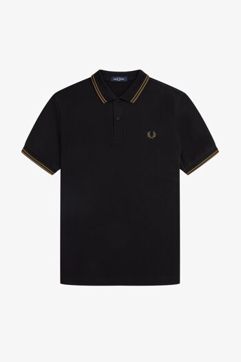 TWIN TIPPED FRED PERRY SHIRT-BLACK/SHADEDSTON 1