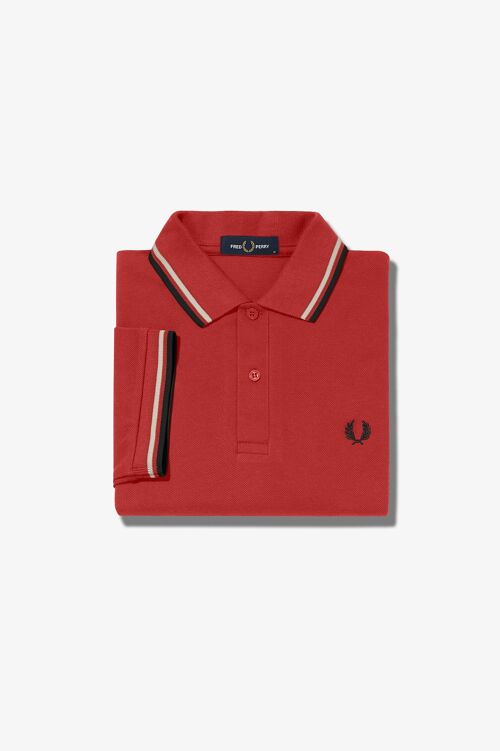 TWIN TIPPED FRED PERRY SHIRT-WSHDRD/SNWHT/BLK