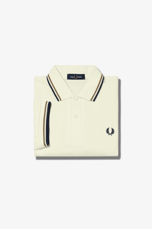 TWIN TIPPED FRED PERRY SHIRT-ECR/WRMSTN/NVY