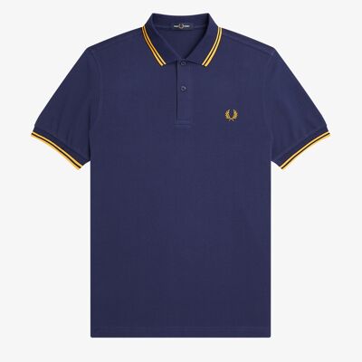 TWIN TIPPED FRED PERRY SHIRT-FRNCHNVY/GLDNHR