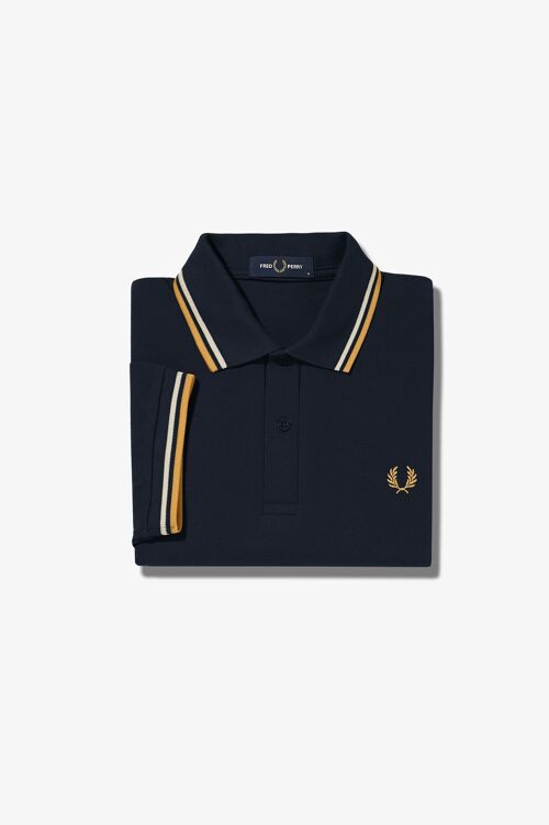 TWIN TIPPED FRED PERRY SHIRT-NAVY/ECRU/GLDNHR