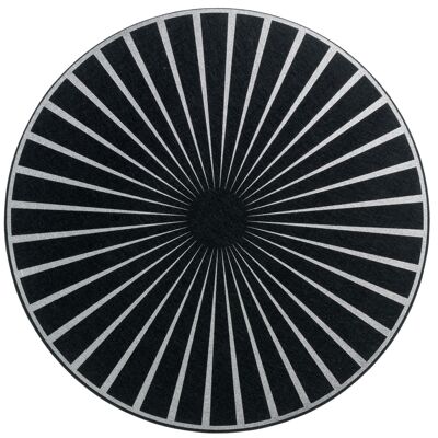 Mantel individual de fieltro Raini Negro/plata diámetro 40 cm