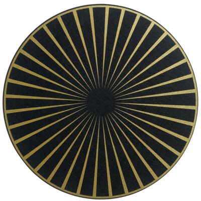Mantel individual de fieltro Raini Negro/dorado diámetro 40 cm