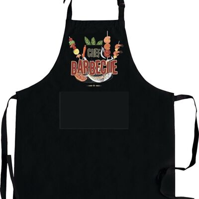 Barbecue kitchen apron with recycled pocket Black 72 x 90