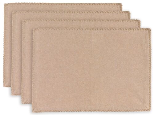 Lot de 4 sets de table recyclés Delia Naturel 33 x 45