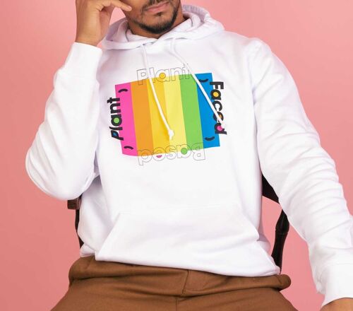 Plant Based Rainbow Hoodie - White - Large