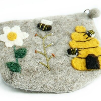Filzbeutel Bienenkorb mit Blumen