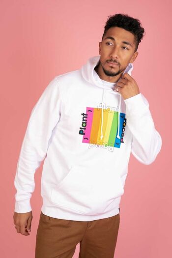 Sweat à Capuche Plant Based Rainbow - Blanc - XXL 3