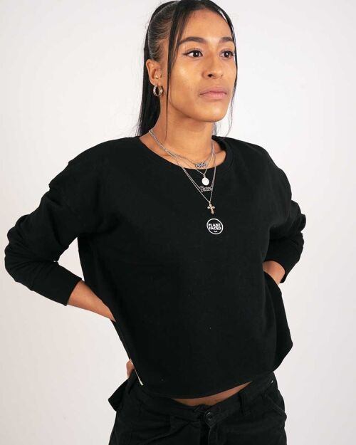 The Classics Cropped Sweater - Embroidered Logo - Black - Medium
