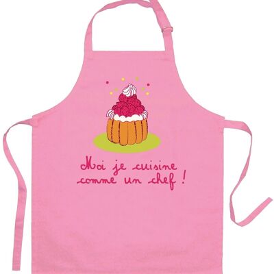 Delantal de cocina infantil Cocino como un chef reciclado Rosa 52 x 63 - 6225130000