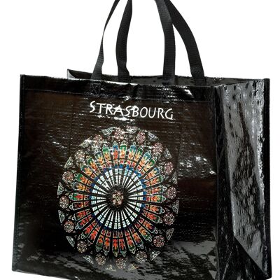 Large black rosette shopping bag 36 x 44 - 1466036000
