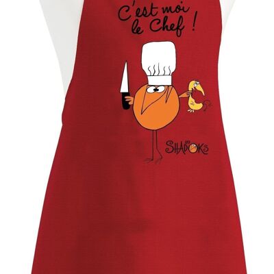 Tablier de cuisine Shadoks C'est moi le chef recyclé Rouge 72 x 90 - 8652130000