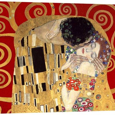Quadro su tela di qualità museale Gustav Klimt, Il Bacio, dettaglio (variante rossa)