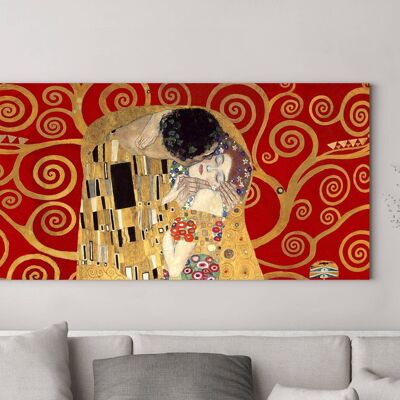 Gustav Klimt Museum Quality Canvas The Kiss Detail (Red Variant)