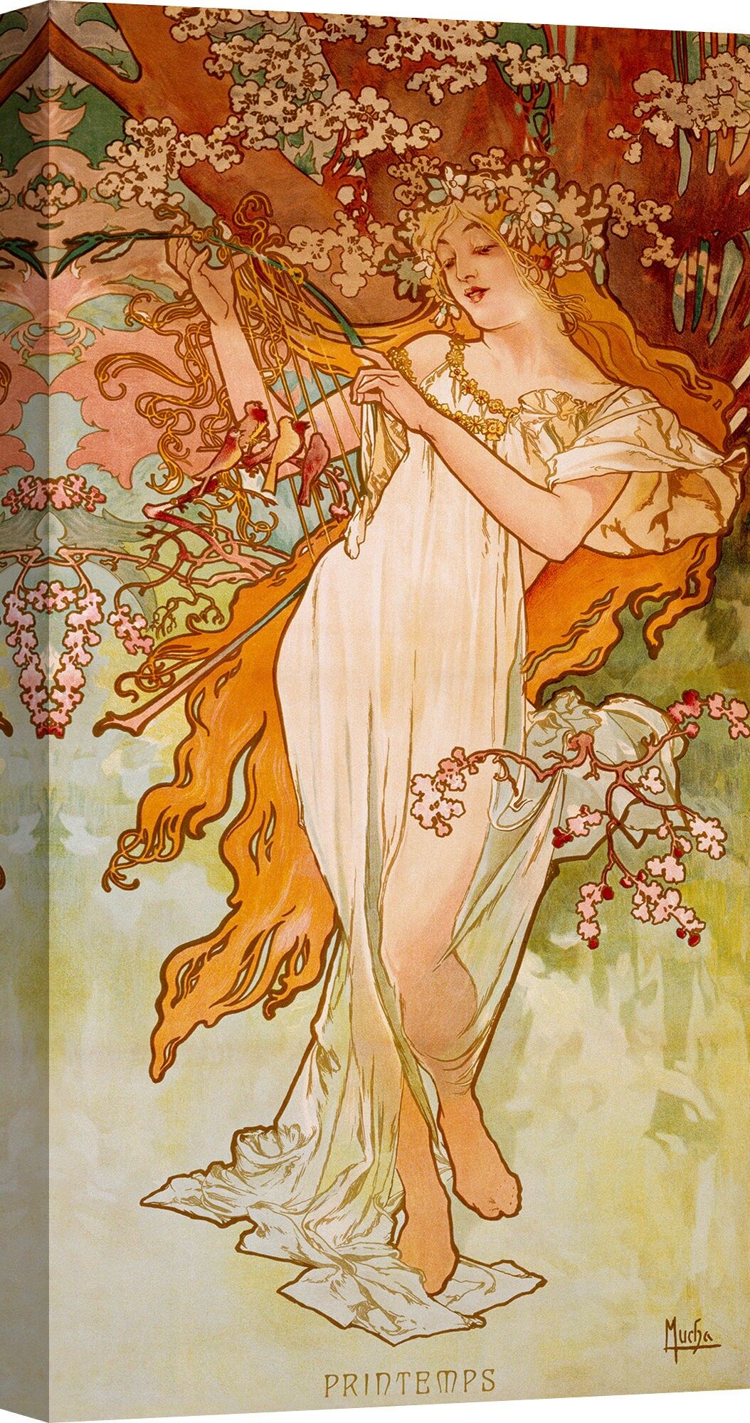 Quadro stile liberty, stampa su tela: Alphonse Mucha, Primavera