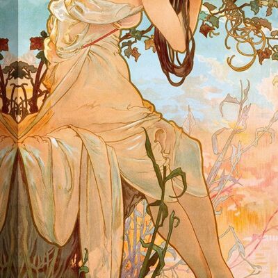 Jugendstil-Gemälde, Druck auf Leinwand: Alphonse Mucha, Sommer