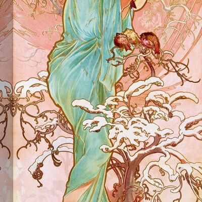 Pintura Art Nouveau, impresión sobre lienzo: Alphonse Mucha, Invierno