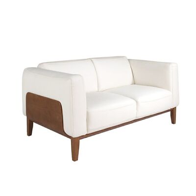 2-Sitzer-Sofa mit weißem Leder bezogen Modell 6118