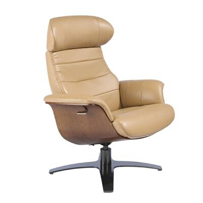 Swivel armchair upholstered in sand leather model 5087