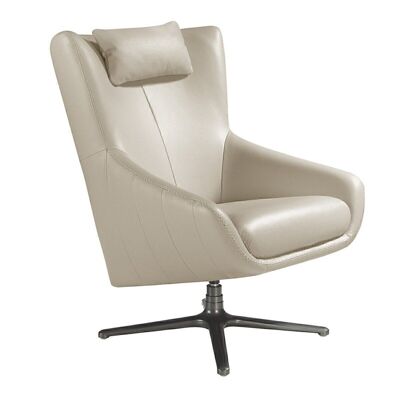 Swivel leather armchair with removable cushion model 5090