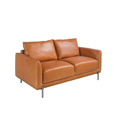 Sofá 2 plazas piel vacuno marrón bufalo modelo 6129
