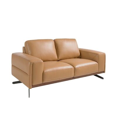 2 seater sofa upholstered in sand color leather model 6133