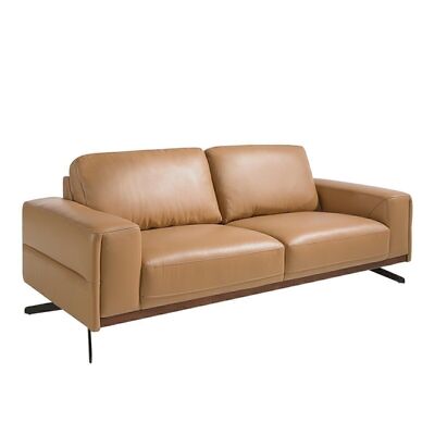 3-Sitzer-Sofa mit sandfarbenem Leder bezogen, Modell 6134