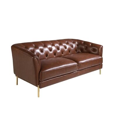 2-seater sofa tobacco brown quilted leather model 6139