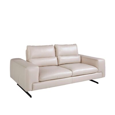2-Sitzer-Sofa mit Bezug aus taupegrauem Leder Modell 6141