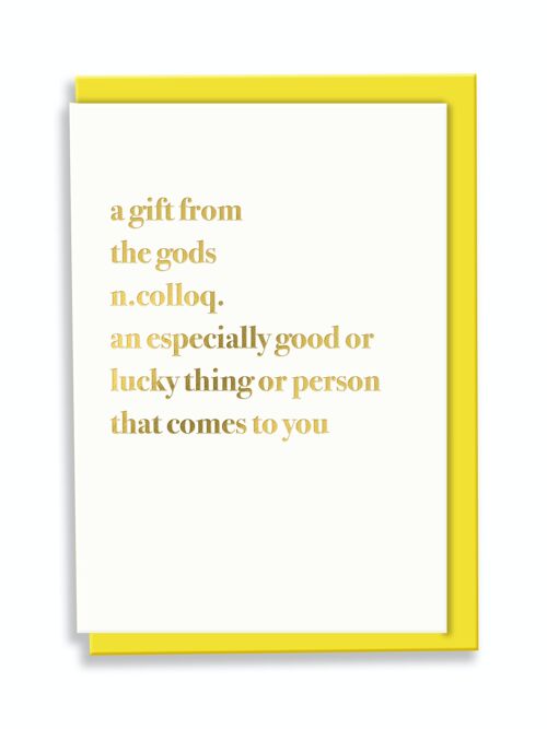 Greeting Card A Gift From The Gods Definition Typography Design White