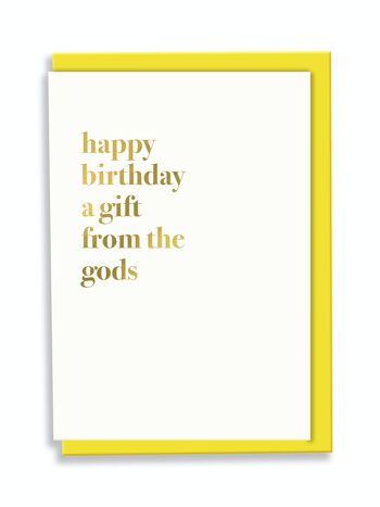 Carte Voeux Joyeux Anniversaire Un Cadeau Des Dieux Typographie Design Blanc 1