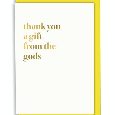 Tarjeta de felicitación gracias un regalo de los dioses tipografía diseño blanco
