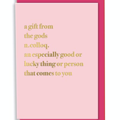 Greeting Card A Gift From The Gods Definition Typography Design Pink