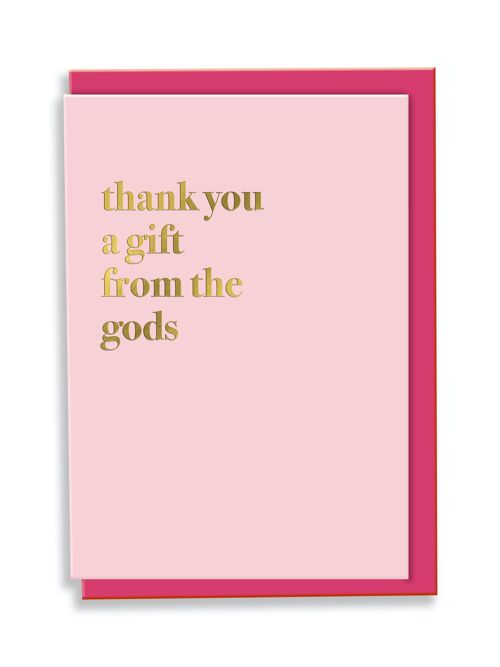 Greeting Card Thank You A Gift From The Gods Typography Design Pink