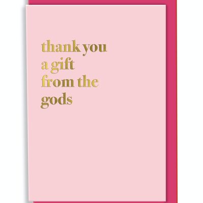 Tarjeta de felicitación gracias un regalo de los dioses tipografía diseño rosa