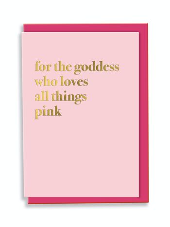 Carte de voeux pour la déesse qui aime tout Design de typographie rose 1