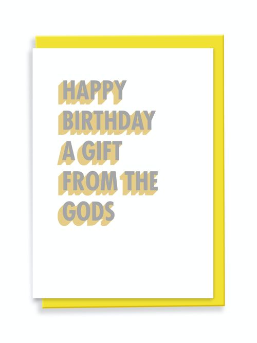 Greeting Card Happy Birthday A Gift From The Gods 3D Shadow Design White