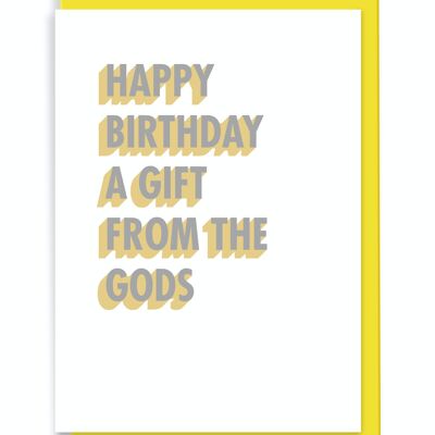 Tarjeta de felicitación Feliz cumpleaños Un regalo de los dioses 3D Shadow Design White